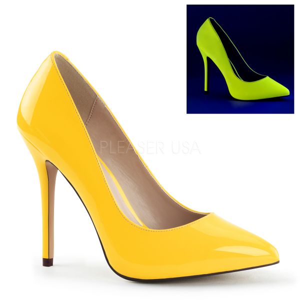 AMUSE-20 Klassische High-Heel Pumps in neon gelb Lack